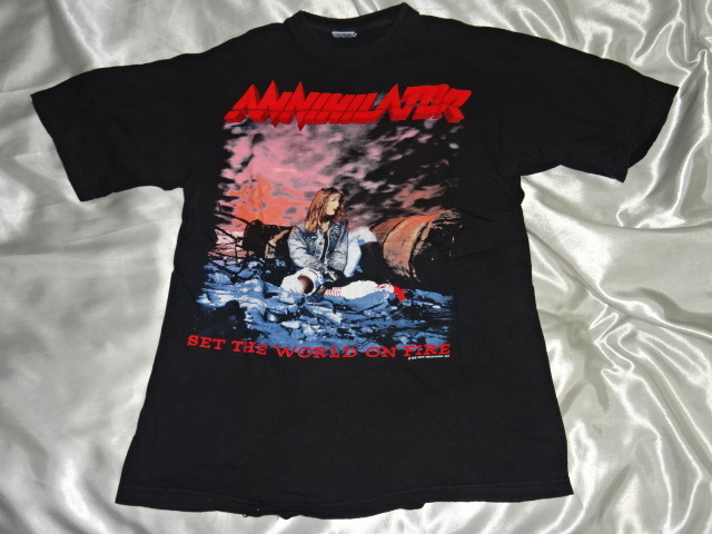 品質保証，新品 送料198円 O59 ANNIHILATOR アナイアレイター c 1993 Tシャツ SET THE WORLD ON FIRE 商品詳細必読(Tシャツ)｜売買されたオークション情報、yahooの商品情報をアーカイブ公開 - オークファン Tシャツ