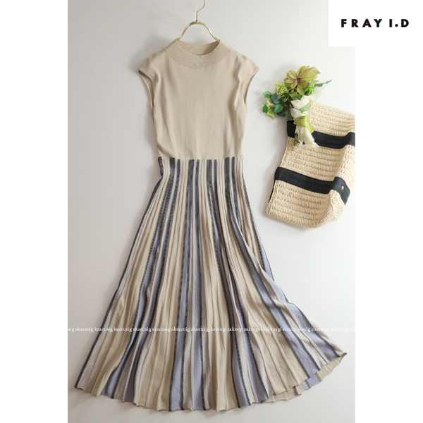 FRAY i.D☆フレイアイディー☆プリーツリブニットワンピース（フレイ  