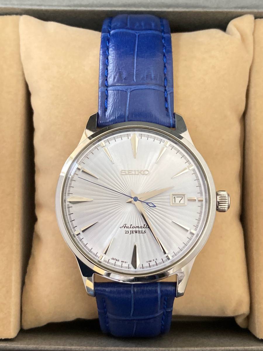 SEIKO セイコー 6R15-01S0 メカニカル AT 自動巻き メンズ腕時計 23石 23JEWELS デイト ライトブルー文字盤
