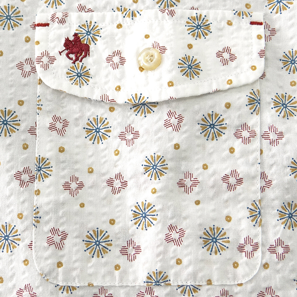 新品 POLO BCS ポロ フラワー柄 シアサッカー 半袖 BDシャツ LL 白 【I58378】 春夏 メンズ ホース刺繍 アロハシャツ ボタンダウン POLO BCS 半袖シャツ オックス BD 春夏（ネイビー）