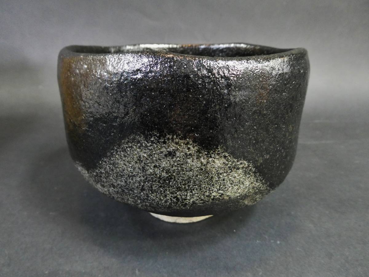八代 吉向十三軒 黒茶碗 共箱 栞 美品 /検 茶道具 吉向焼 大坂 資料