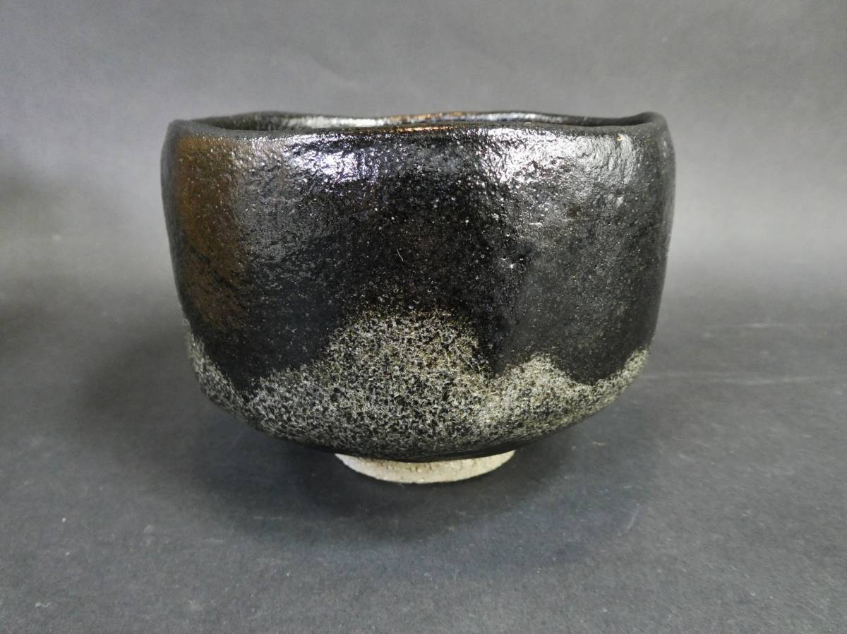 八代 吉向十三軒 黒茶碗 共箱 栞 美品 /検 茶道具 吉向焼 大坂 資料