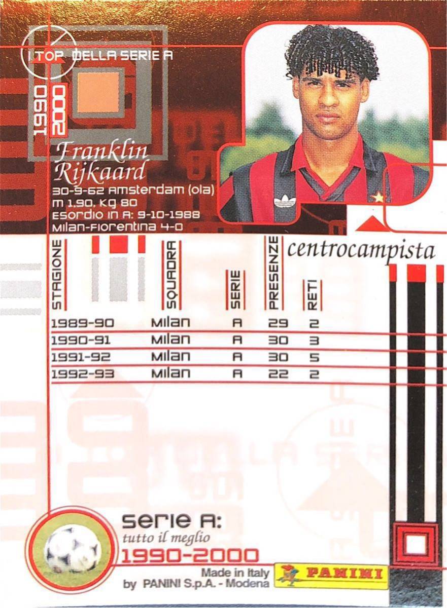 フランク・ライカールト！PANINI セリエA 1990-2000☆ACミラン