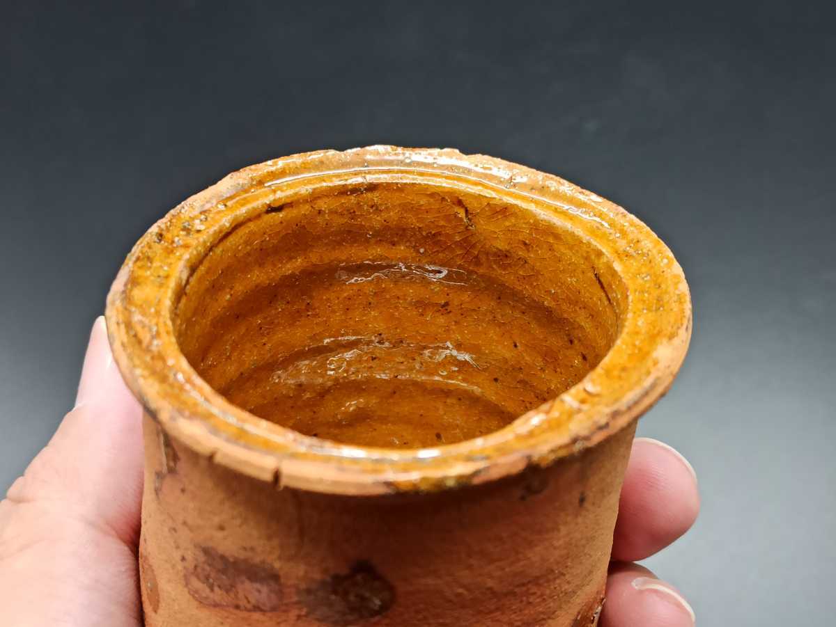 デルフト 酒盃 オランダアンティーク 色付デルフト 小壺（近世：16–19