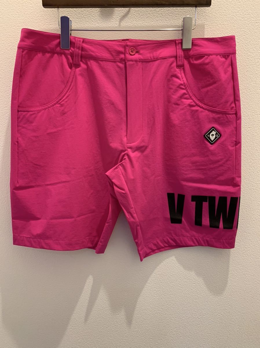 通販店 新品 ゴルフウエアー メンズ V12 ハーフパンツピンク サイズ XL