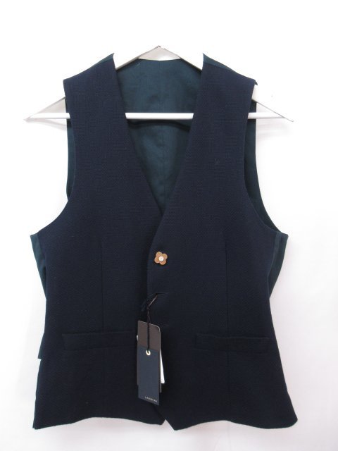 LARDINI ラルディーニ ブートニエール (ラルディーニ) ／国内 ブートニエール（柄チェック）の通販 ■HH 未使用品【ラルディーニ LARDINI】ブートニエール付 微起毛 織柄ベスト ジレ (メンズ) size44 ネイビー系 伊製 ★17MB2398★