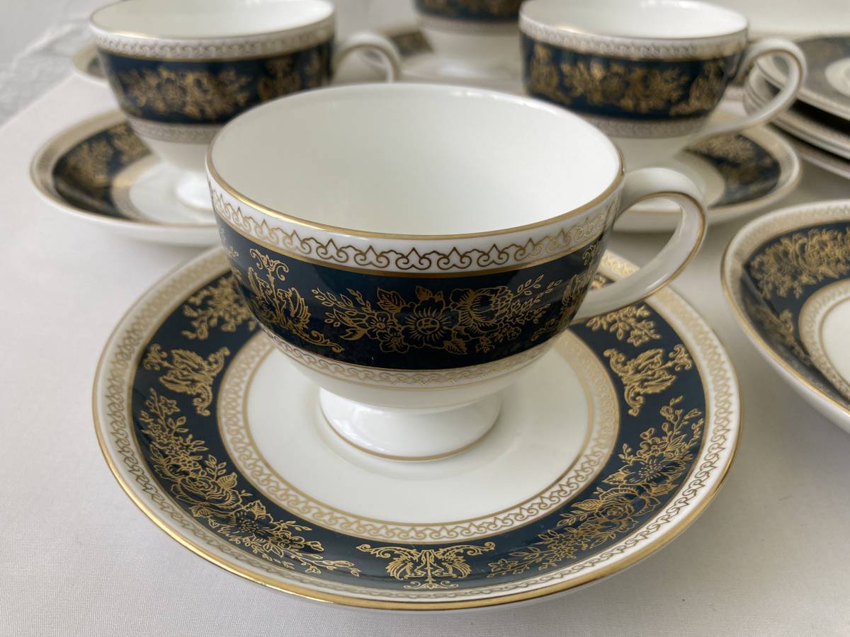 瑞】ウェッジウッドWEDGWOOD COLUMBIA Blue＆Gold カップ＆ソーサー+ 