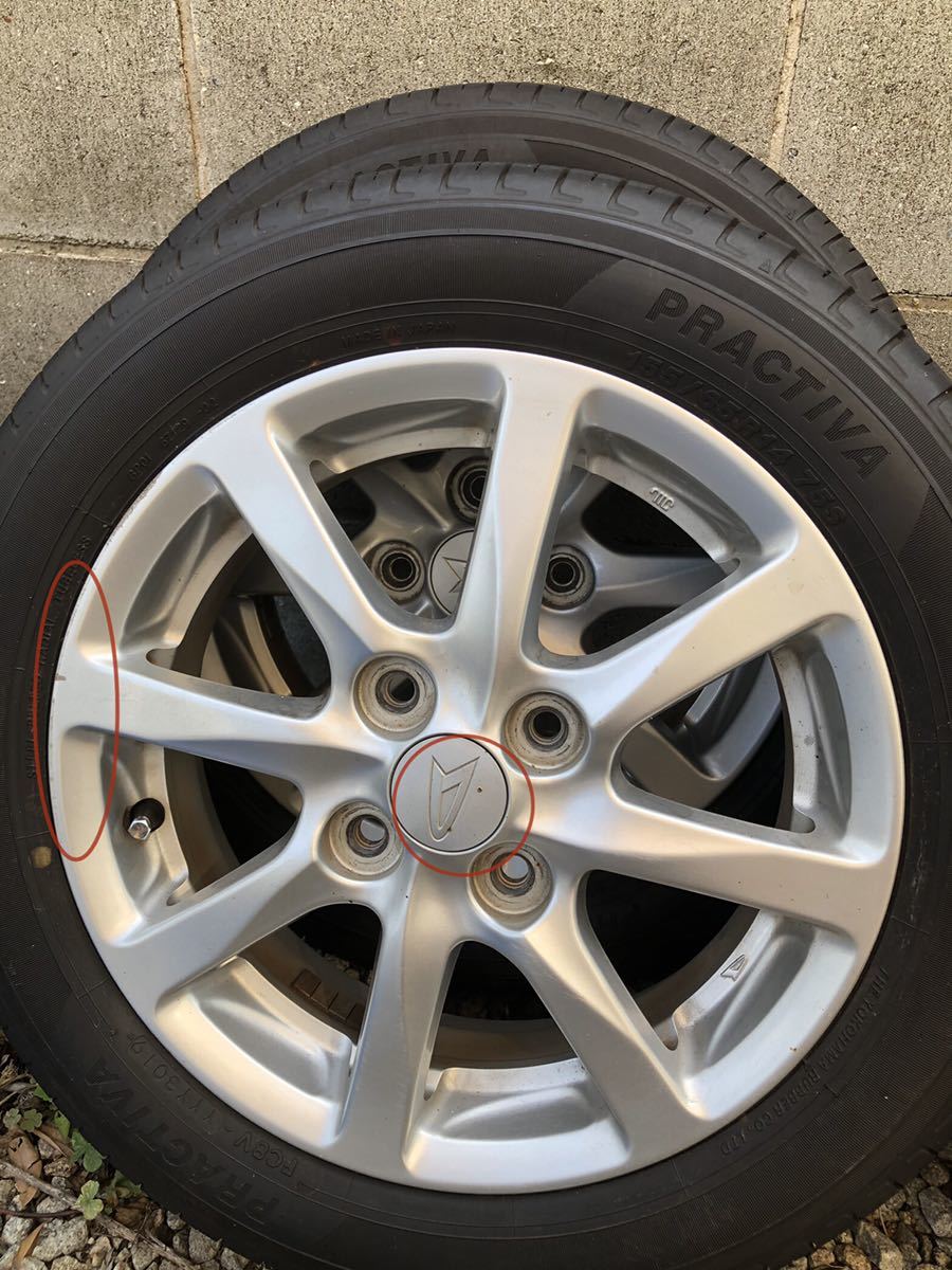 即決送料無料】中古タイヤ4本セット 155/65R14 PRACTIVA ダイハツ純正 