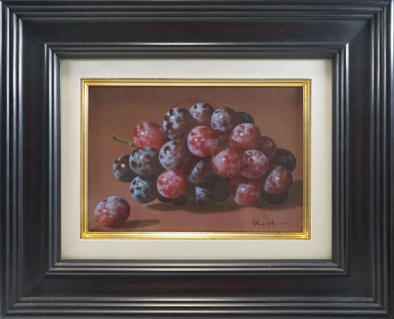 庄司守　籠のブドウ　Ｆ４　絵画　油彩画　油絵　静物画　葡萄 国内正規取扱店 G283◇真作保証 【庄司守】 油彩SM 「ぶどう
