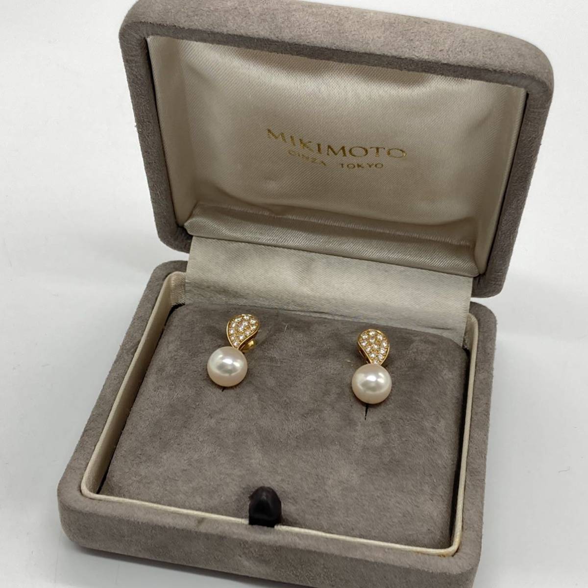 MIKIMOTO パール葉っぱのピアスミキモトK18 アコヤ真珠ピアス
