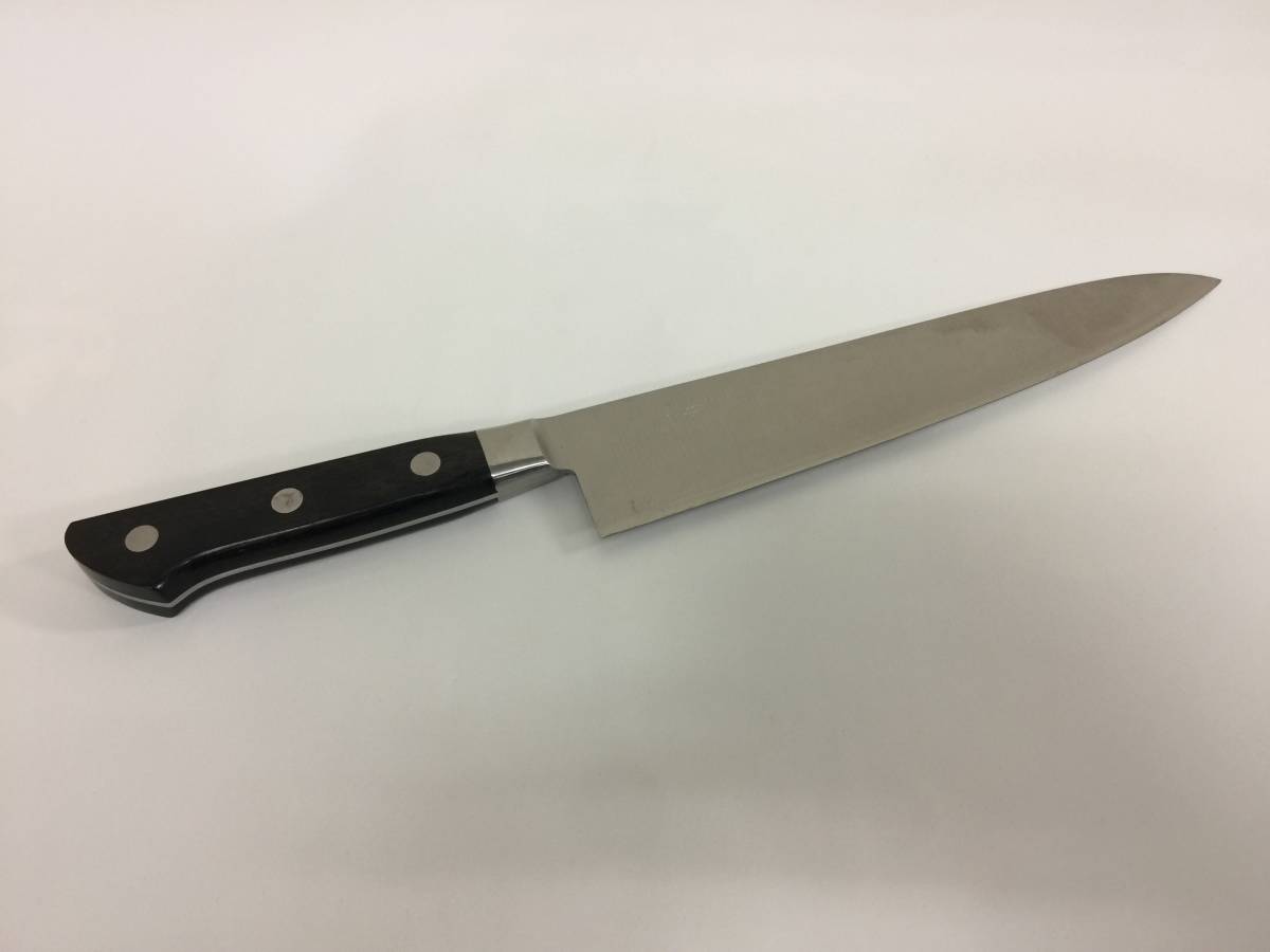 本銘 龍王作 不銹鋼 三枚鍛 牛刀 包丁 刃渡り約21cm 全長約34cm 未使用 