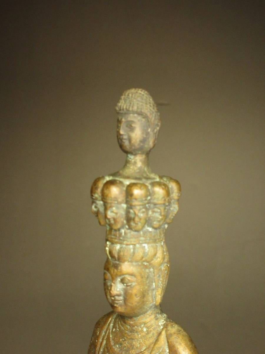仏教美術 十一面観音立像 古銅製 十一面千手観音像 特大74cm 10kg 文化