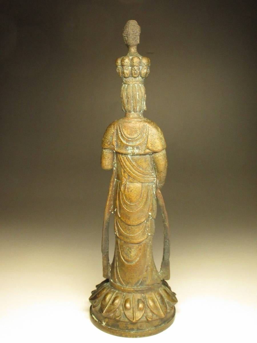 仏教美術 十一面観音立像 古銅製 十一面千手観音像 特大74cm 10kg 文化