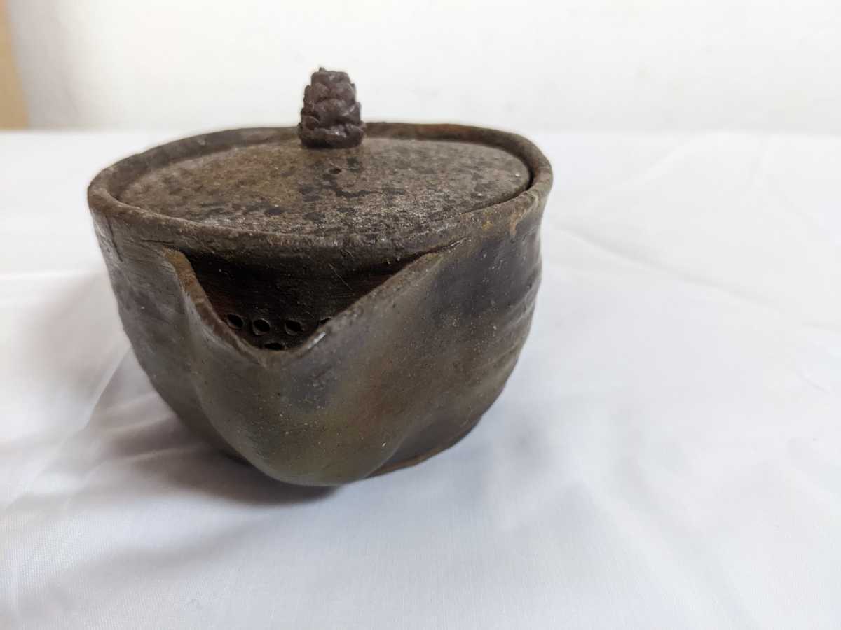 時代 備前双龍宝瓶　炭化青備前 窯変 双竜　手造　煎茶道具　備前焼 急 時代 備前双龍宝瓶 炭化青備前 窯変 双竜 手造 煎茶道具 備前焼 急