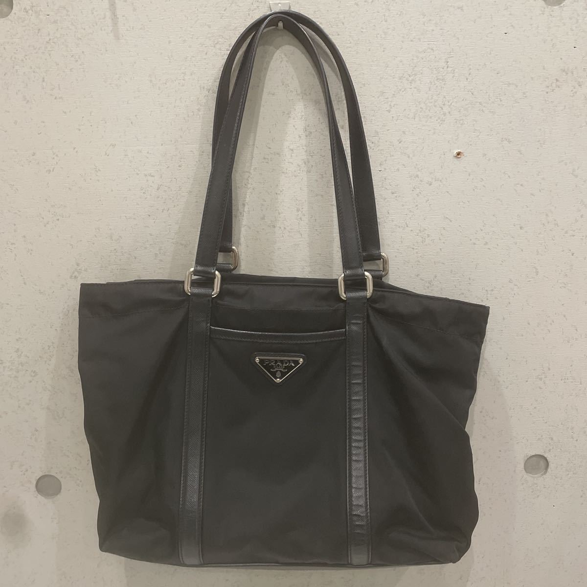 ☆ PRADA プラダ トートバッグ ハンドバッグ ナイロン×レザー ブラック