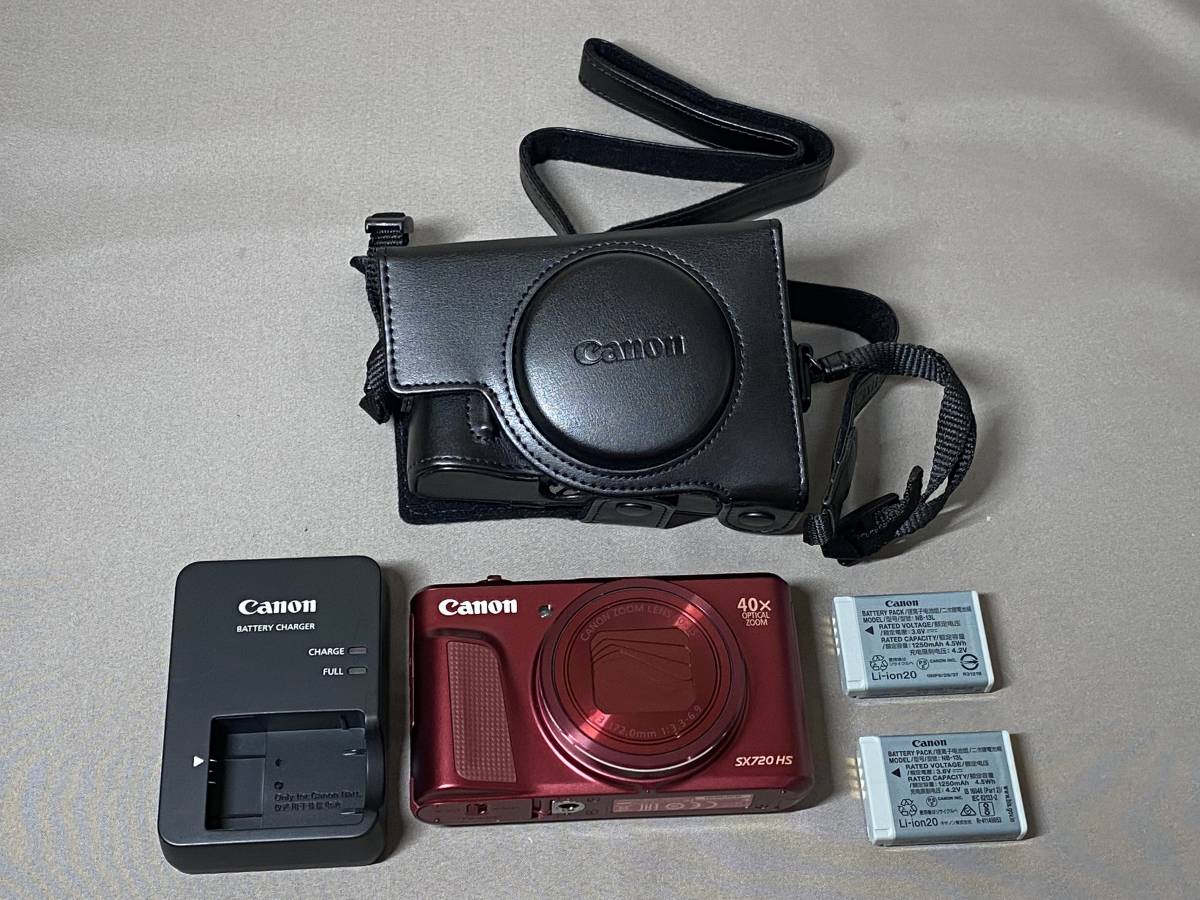 人気SALE，セール Canon キヤノン PowerShot SX720 HS レッド バッテリー2個 純正レザーケース付き(キヤノン)｜売買されたオークション情報、yahooの商品情報をアーカイブ公開 - オークファン キヤノン