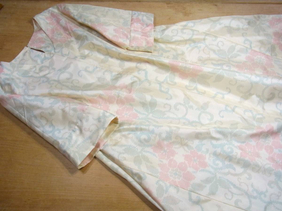 爆買い，HOT 古布鎌倉山アロハ 着物リメイク：大島紬：淡いクリーム色に花文：オーバーシルエットフレアワンピース 裏無 ＆細ストール ハンドメイド(その他)｜売買されたオークション情報、yahooの商 その他