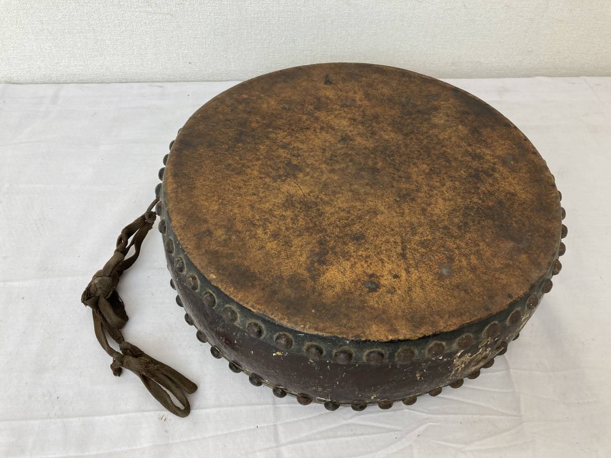 OM4】(S)陣太鼓 時代物 直径約31㎝ 和太鼓 平太鼓 楽器 神具 古い 太鼓  