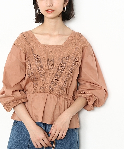 定価17，280円 美品*NE QUITTEZ PAS*ヌキテパ レースブラウス*ピンク
