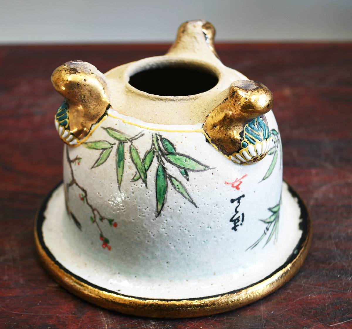 蘭遊園『本楽焼富貴蘭錦鉢 (清山画)』3，5号 未使用鉢 風蘭 春蘭 中国