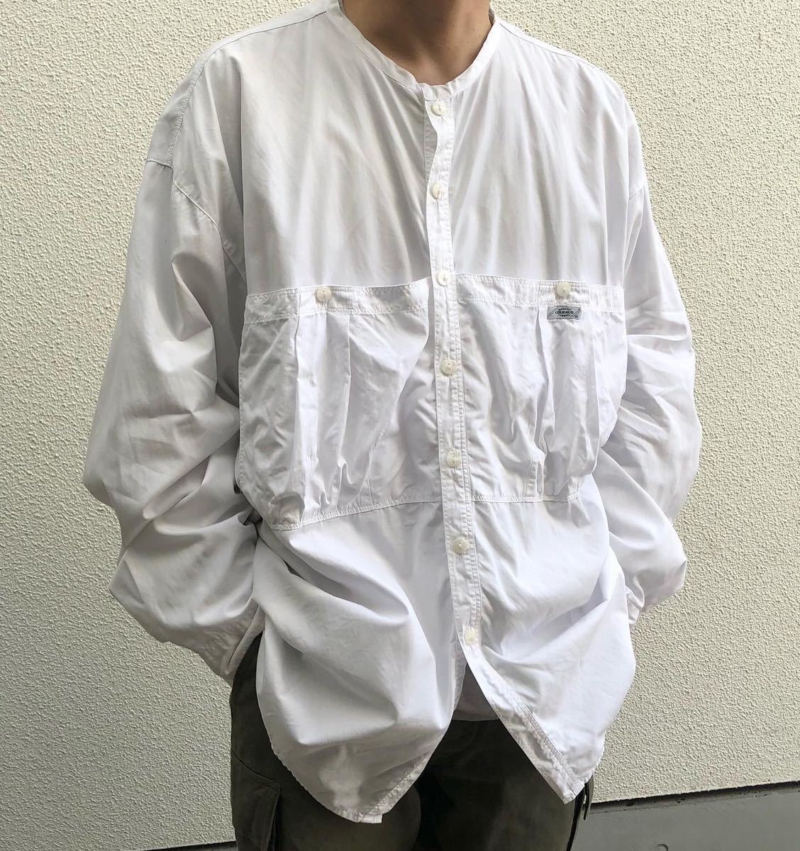90年代 MARITHE + FRANCOIS GIRBAUD(マリテフランソワジルボー) シャツ / ワークシャツ ビッグシルエット スタンドカラー 90s MARITHE FRANCOIS + stripe shorts FRANÇOIS