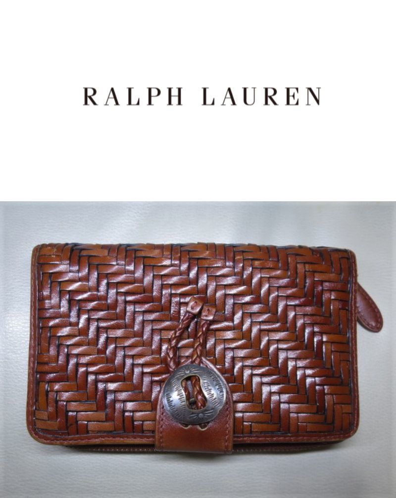 格安，得価 RALPH LAUREN ラルフローレン ネイティブ コンチョ レザー ウォレット ブラウン 編み込み メッシュ ラウンドジップ 財布(男性用財布)｜売買されたオークション情報、yahooの商品情報をアーカイ 服飾小物