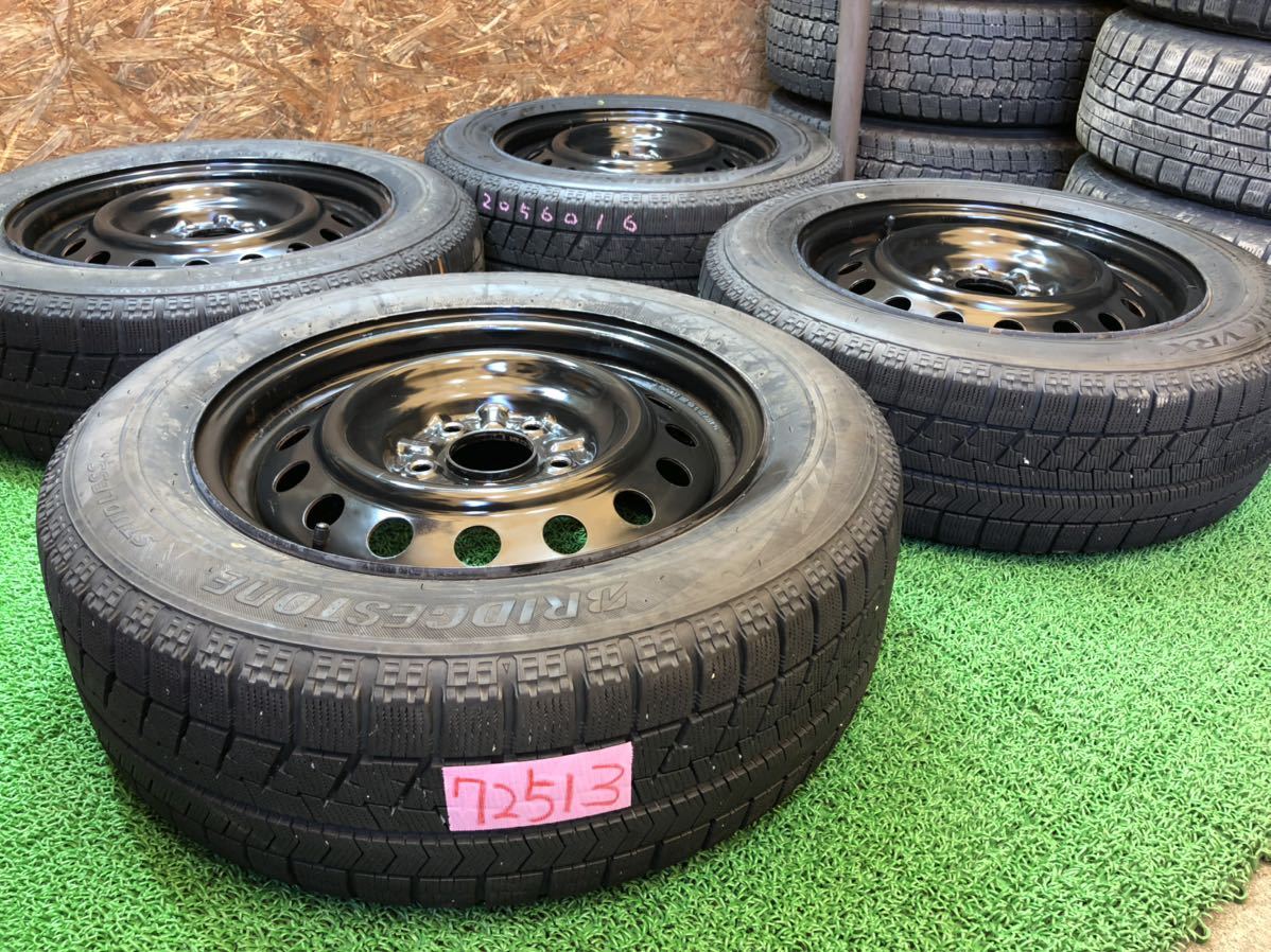 鉄チンホイール 16inch 6.5j × BRIDGESTONE VRX 205/60R16 PCD114.3 5