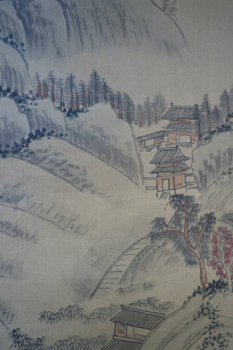 掛軸】〈文鼎〉『層巒積翠図』〔絹本肉筆）(1766—1852)清代画篆刻