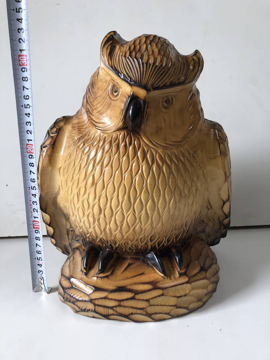 【一刀彫】フクロウの彫刻 置物　オブジェ　作家 一点もの　縁起物 ⑤◇ふくろう◇梟 フクロウ 木彫り 一刀彫 木製 幸運 幸福 縁起物 風水