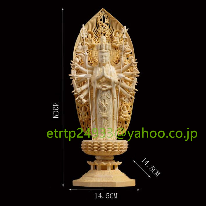 超人気★ 仏教美術 千手観音菩薩 精密彫刻 仏像 手彫り 木彫仏像 仏師手仕上げ品