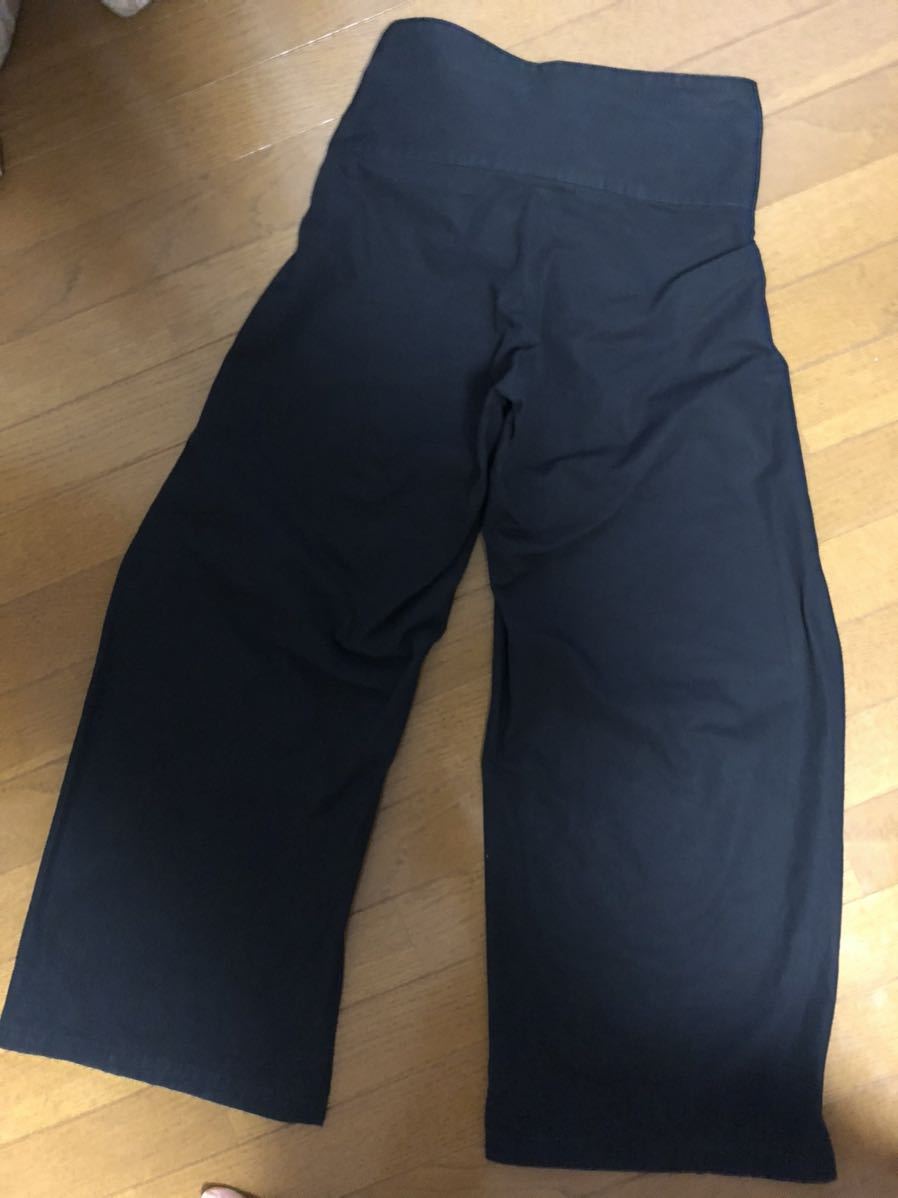 送料無料 リミフゥ ワイドパンツ 黒 ガウチョ パンツ バギー リボン  