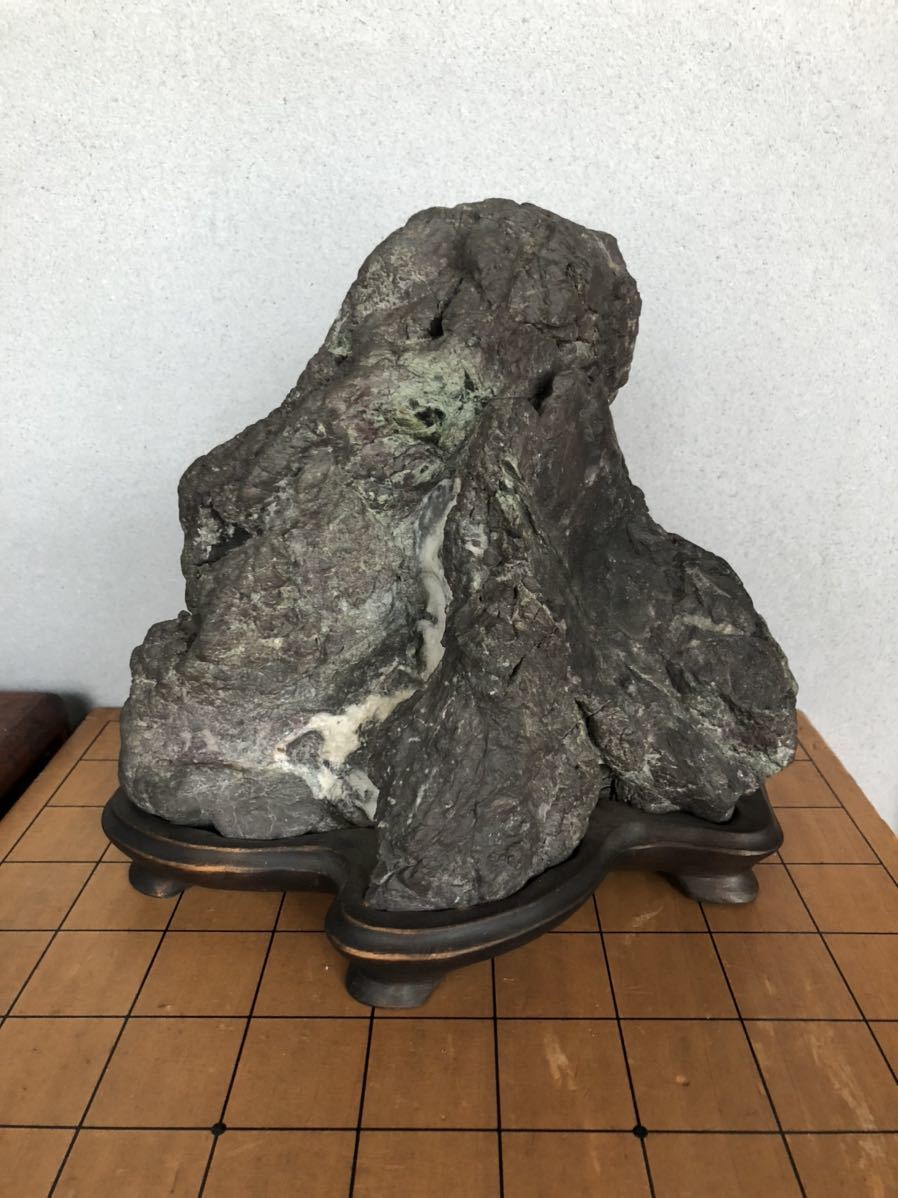 盆栽 銘 佐治川石 水石 横13.5×高6 羊蹄山 信濃美術石博物館水石 -水石