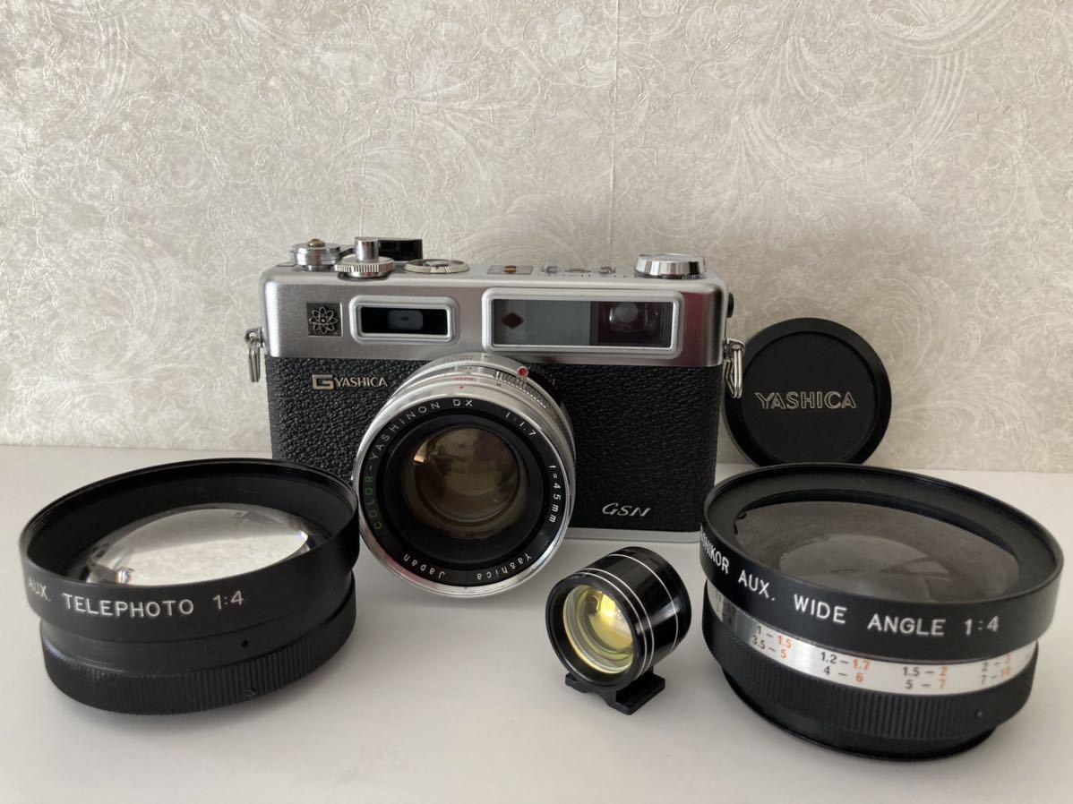 【動作確認済】【送料無料】YASHICA ヤシカ ELECTRO 35 GSN／テレコン・ワイコン　レンズ2つ付き 0 YASHICA GSN テレコンバージョンレンズ COLOR 動作品