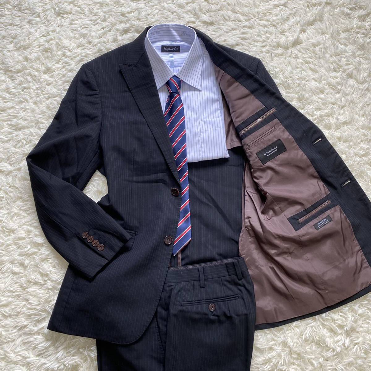 【爆買い，限定SALE】 極 バーバリーブラックレーベル 溢れ出る高級感 BURBERRY BLACK LABEL スーツ セットアップ super100&rsquo;s 玉虫色 ボルドー 黒 M位(Mサイズ)｜売買されたオークション情報、yahooの商品情報をアーカイ Mサイズ