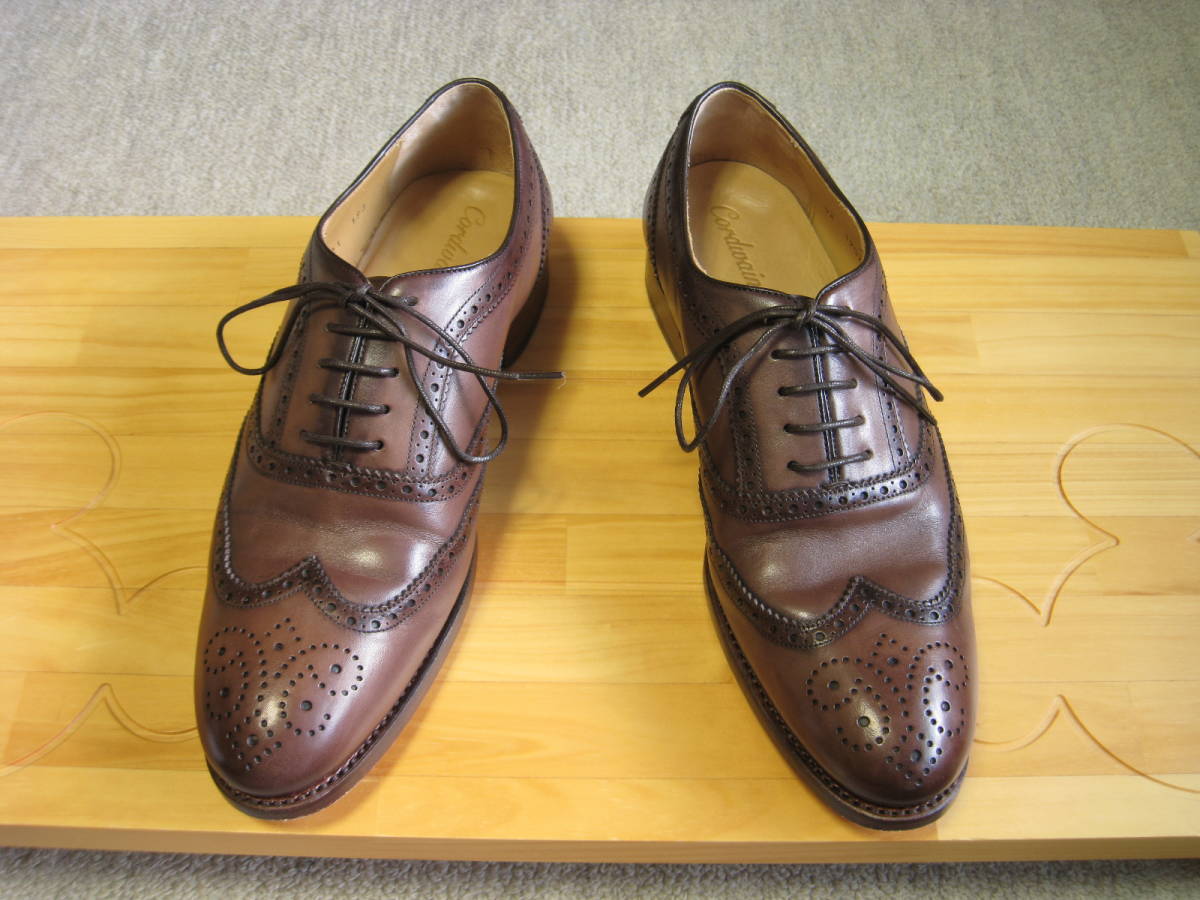 お得，高品質 良品★ Cordwainer ウイングチップ レザーシューズ 42 ブラウン メンズ 27 茶 スペイン グッドイヤーウェルト コードウェイナー ビジネス