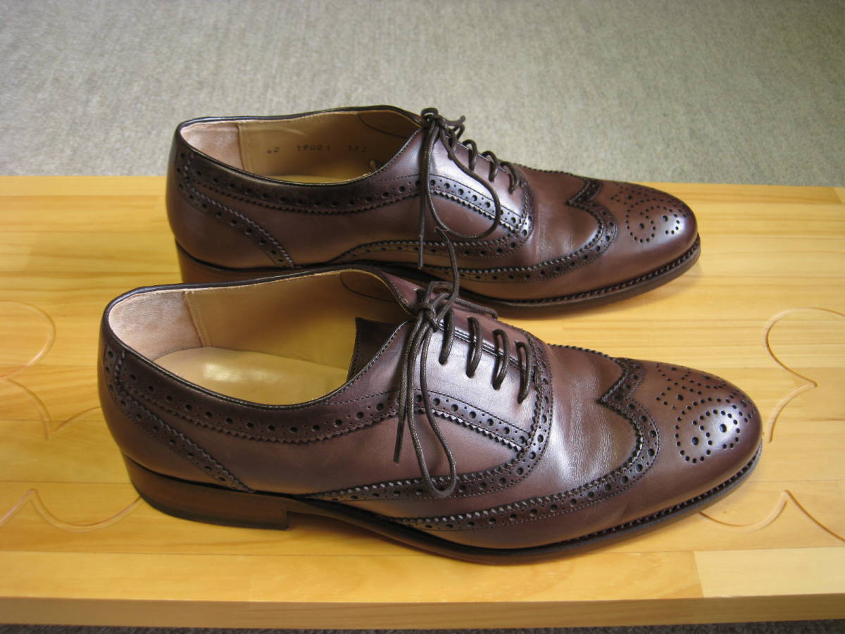 お得，高品質 良品★ Cordwainer ウイングチップ レザーシューズ 42 ブラウン メンズ 27 茶 スペイン グッドイヤーウェルト コードウェイナー ビジネス