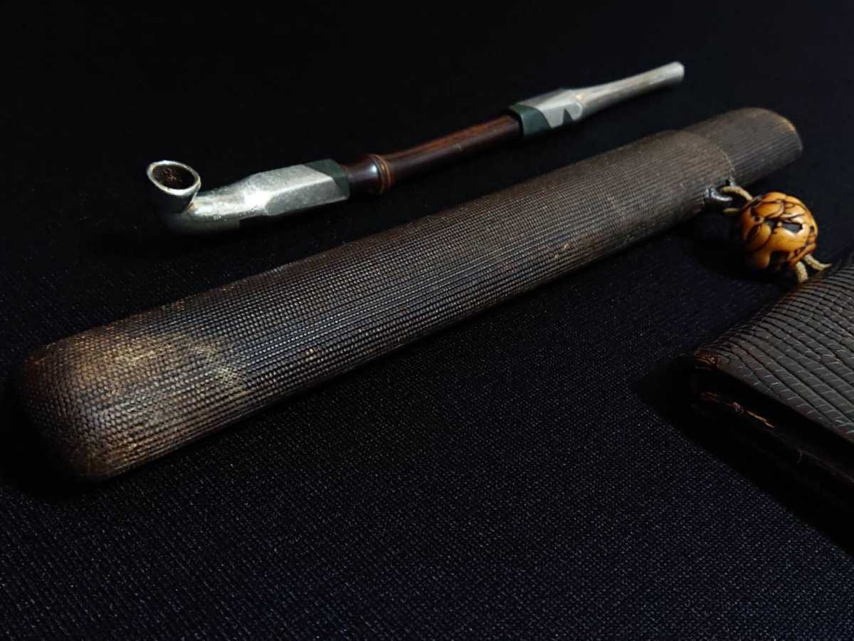 提げ物 煙管入れ 時代物 キセル 喫煙具 煙管筒 □喫煙具 煙草入れ 煙管筒 根付 前金具 キセル 煙管 キセル入れ 喫煙道具