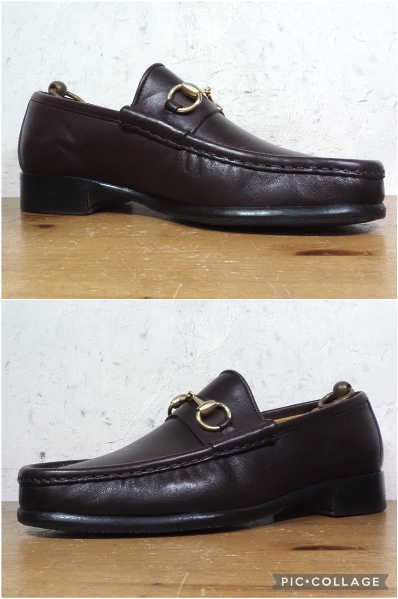 極美品】ITALY製 オールドグッチ/GUCCI ホースビットローファー 9D 