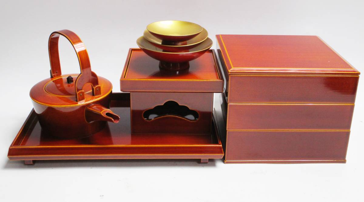 激安大特価，豊富な ジャムルK khc08-117 飛騨春慶塗 三段重箱 屠蘇器セット天然木 漆芸 漆塗 漆器 酒器 箱無(漆芸)｜売買されたオークション情報、yahooの商品情報をアーカイブ公開 - オークファン その他