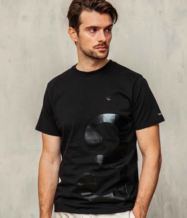 1PIU1UGUALE3 RELAX ウノピゥウノウグァーレトレ 3ロゴプリント半袖Tシャツ ブラック カットソー カジュアル スポーツ メンズ XL LL