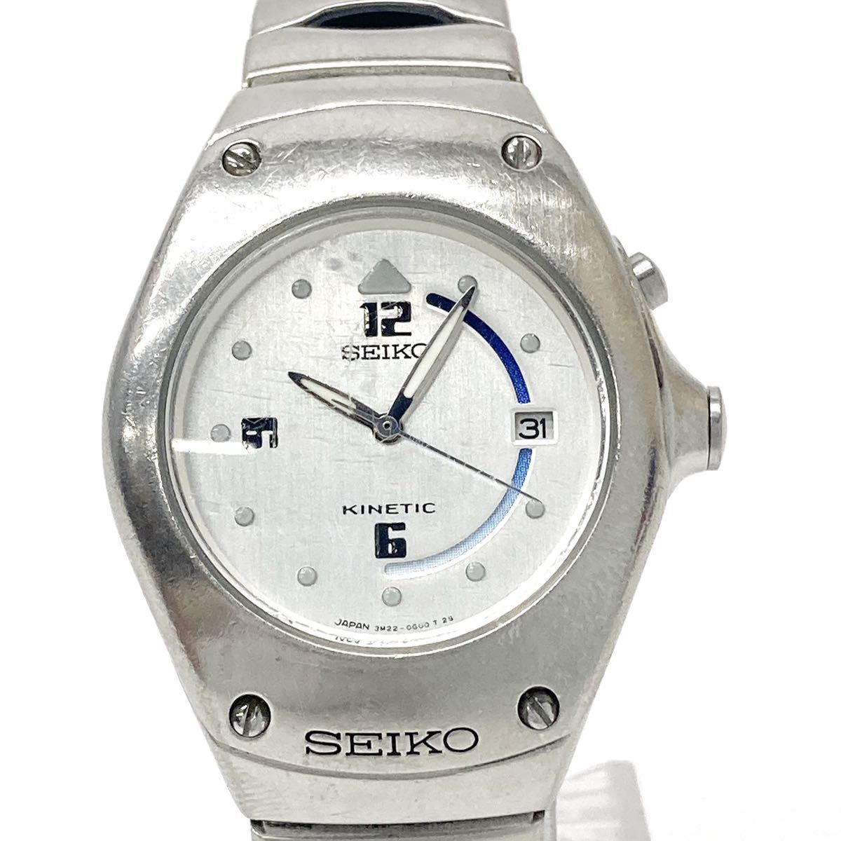 SEIKO セイコー 3M22-0D30 キネティック ブラック文字盤 自動巻き