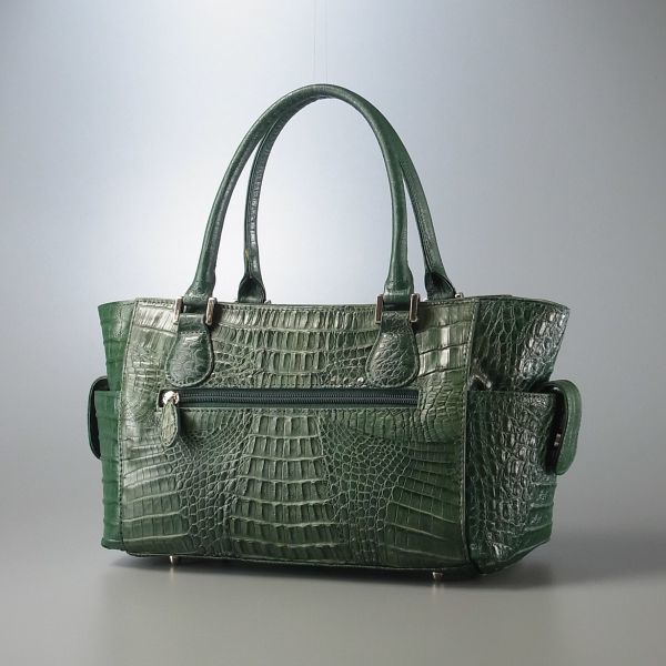 ME1890▽本ワニ革×型押しレザー カイマンレザー*トートバッグ/ハンドバッグ/手提げ 鞄*グリーン/緑系 カイマン メンズ 型押し shokai（三京商会） sankyo 時計ベルト