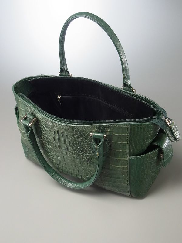 ME1890▽本ワニ革×型押しレザー カイマンレザー*トートバッグ/ハンドバッグ/手提げ 鞄*グリーン/緑系 カイマン メンズ 型押し shokai（三京商会） sankyo 時計ベルト