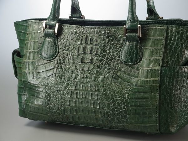 ME1890▽本ワニ革×型押しレザー カイマンレザー*トートバッグ/ハンドバッグ/手提げ 鞄*グリーン/緑系 カイマン メンズ 型押し shokai（三京商会） sankyo 時計ベルト
