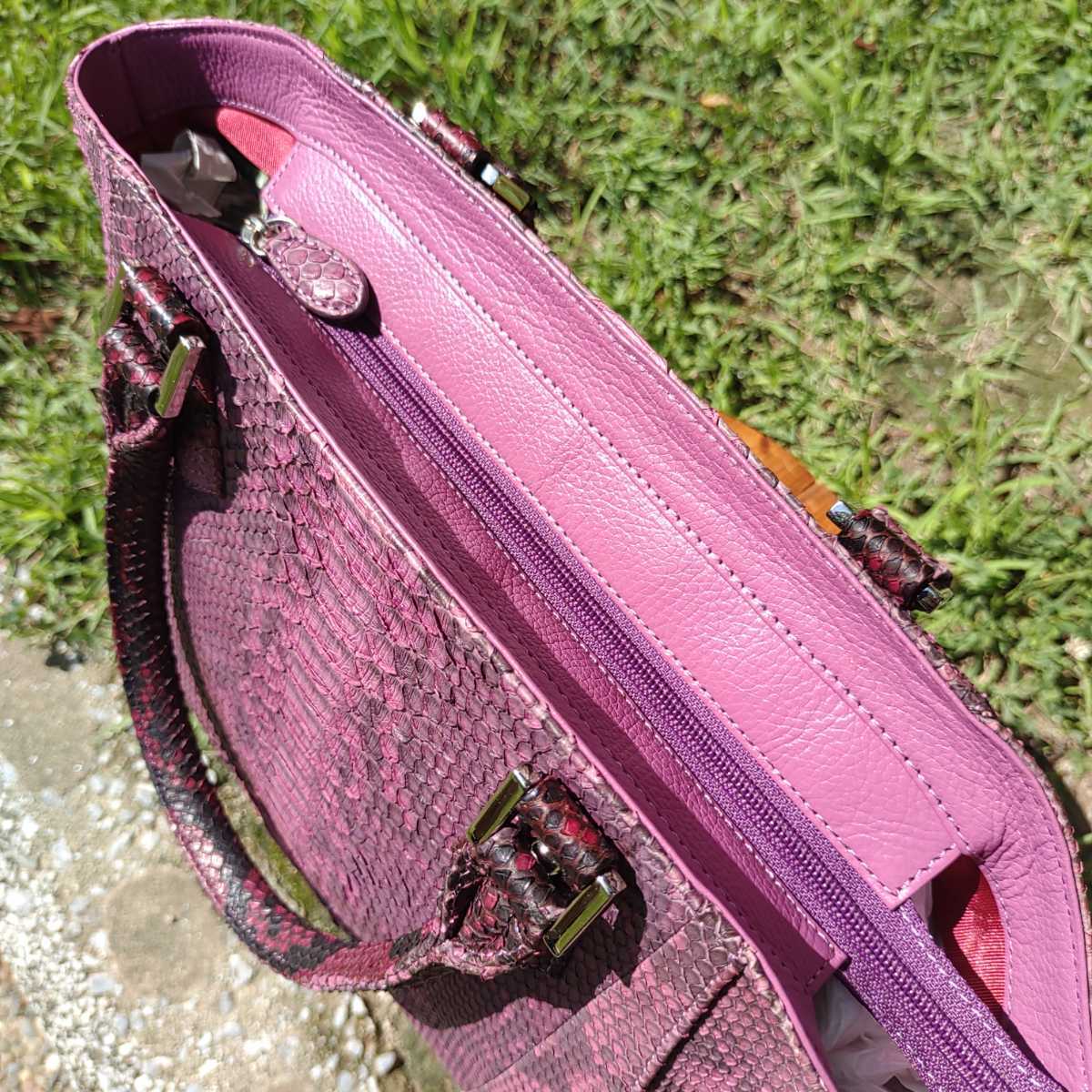 ☆希少カラー☆Python パイソン パープル 紫 ヘビ革 ショルダーバッグ  