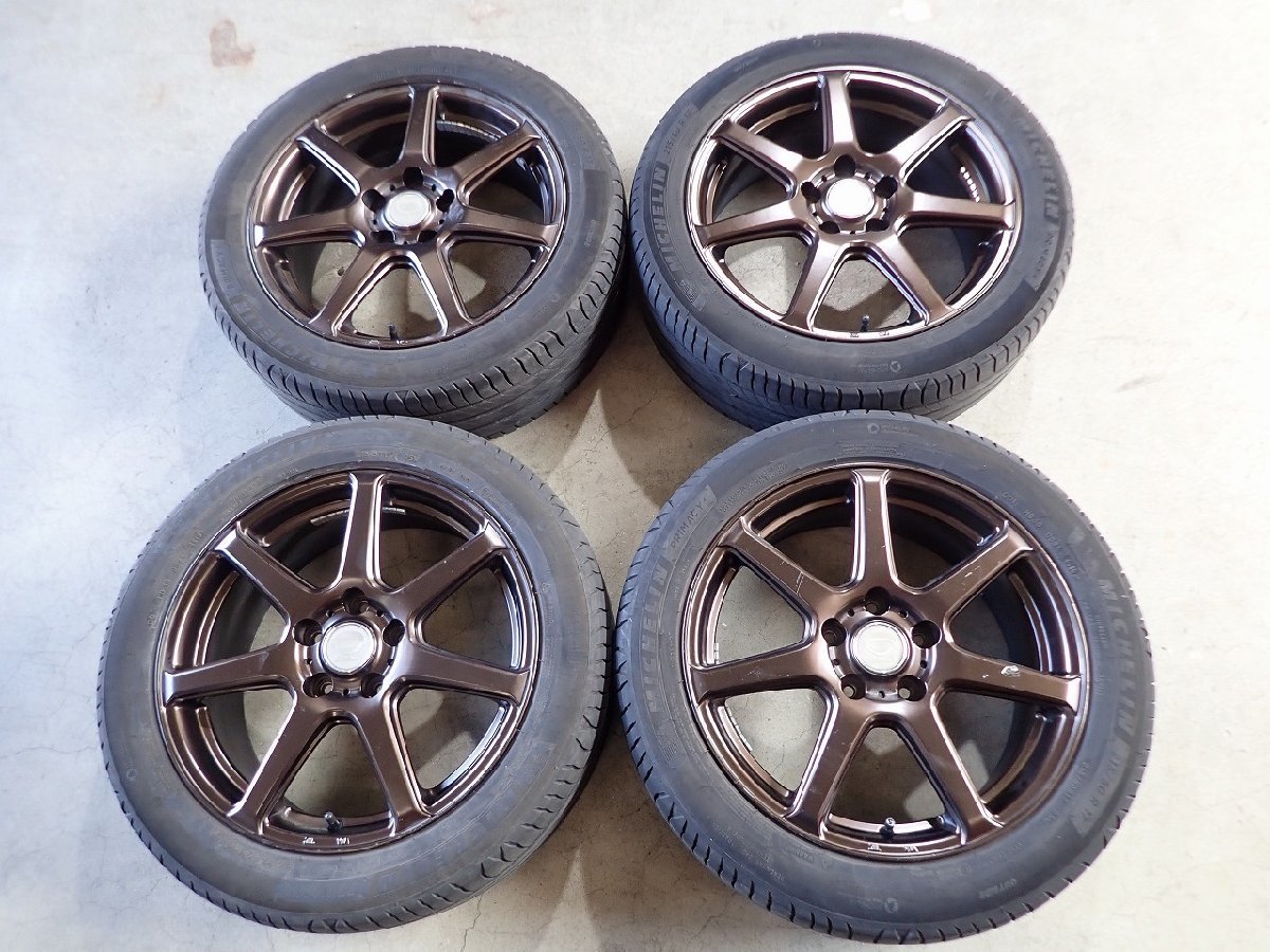 NP4850【送料無料215/50R17】プリウスa インサイト(Z4系) ジェイド などへ中古夏タイヤアルミSET◆17×7J 114.3/5H +48◆