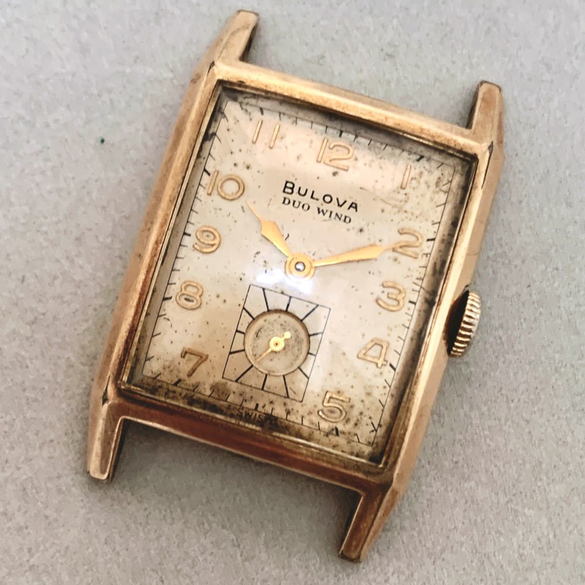 BULOVA ブローバ デュオウインド 金張り 18K ゴールド トノーケース 