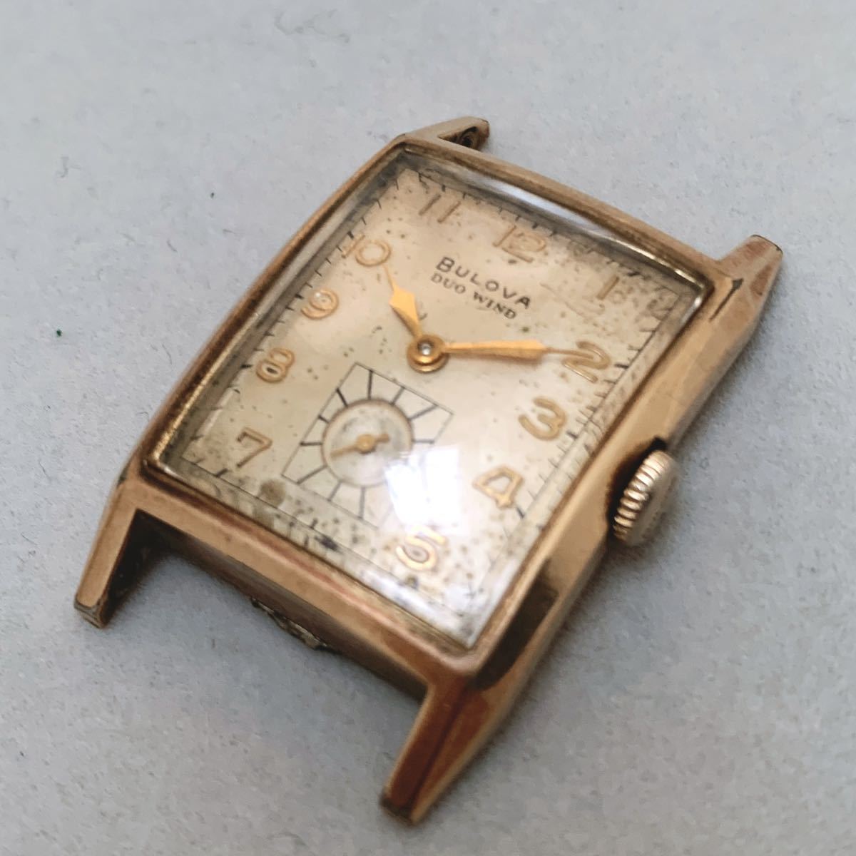 BULOVA ブローバ デュオウインド 金張り 18K ゴールド トノーケース 