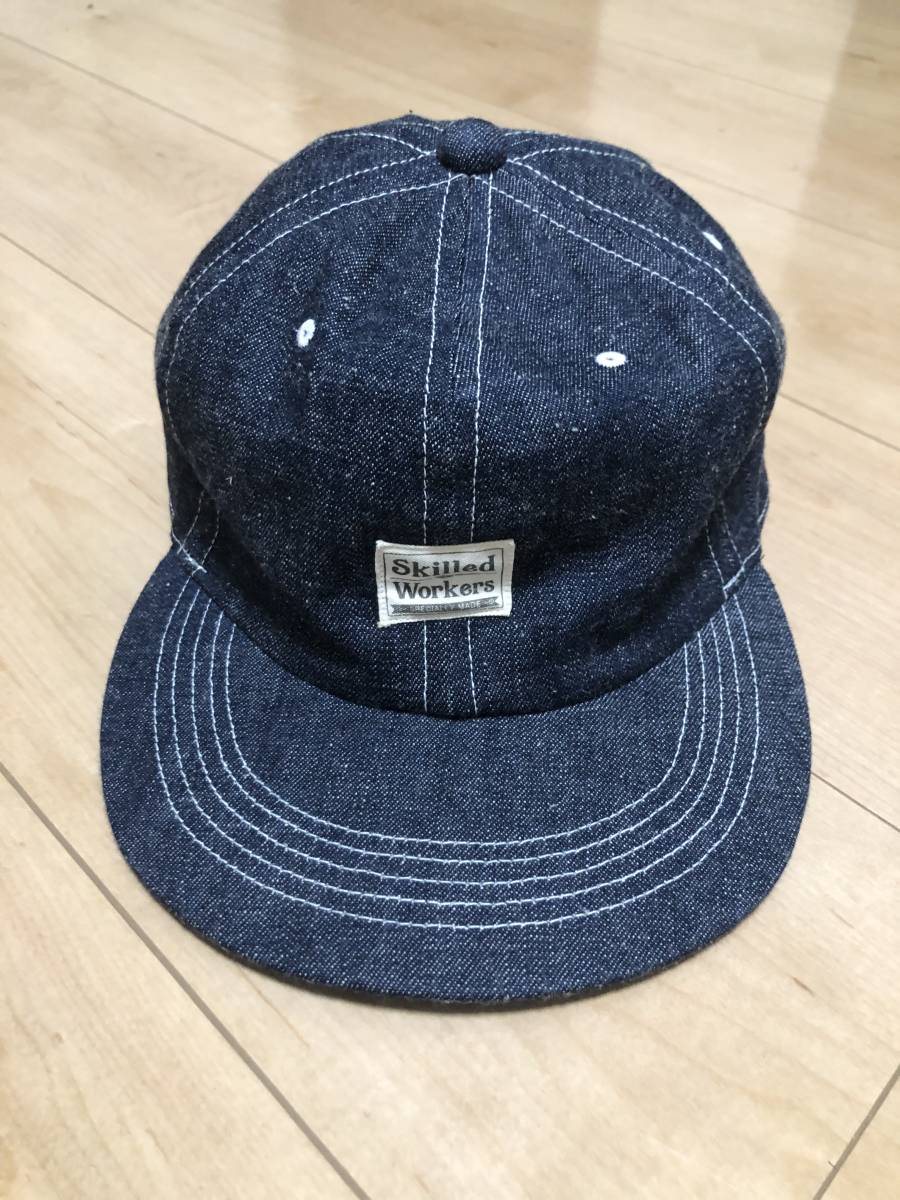 帽子 メンズ キャスケット ワイヤー入り ストラップバック XL The Skilled Workers (スキルドワーカーズ) 11オンス ワーカーズ セルビッチネップデニム フラットバイザー ベースボールキャップ