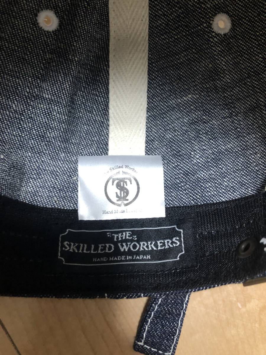 帽子 メンズ キャスケット ワイヤー入り ストラップバック XL The Skilled Workers (スキルドワーカーズ) 11オンス ワーカーズ セルビッチネップデニム フラットバイザー ベースボールキャップ